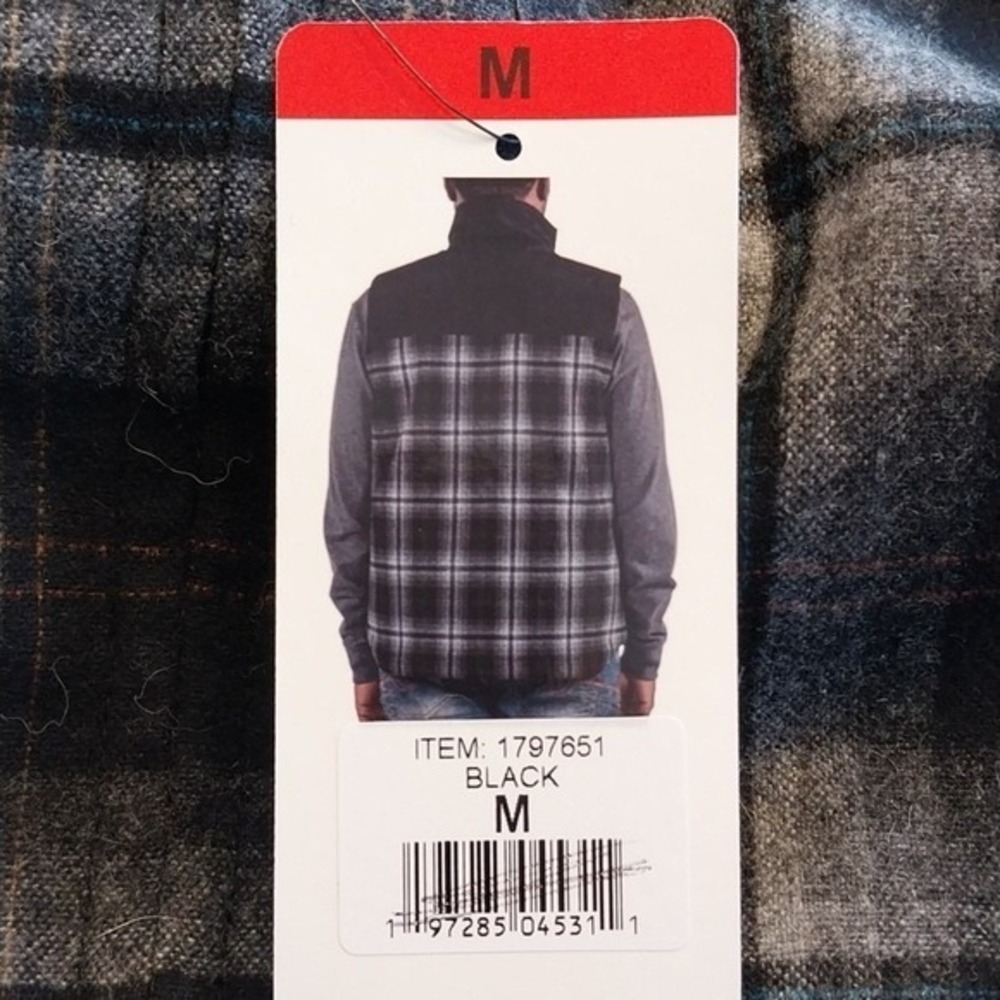 Pendleton NWT Men's Size Medium Black Gray Plaid Full Zip Wool Rich Blend Vest - Picture 4 of 13